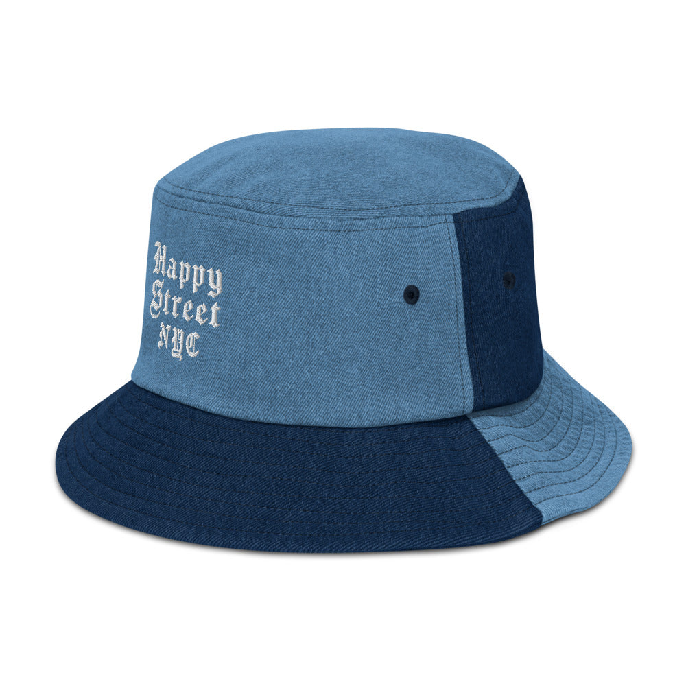 Logo-embroidered denim bucket hat